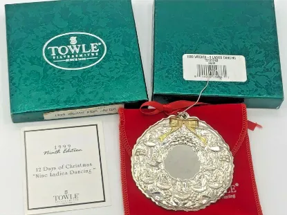 Picture of Towle 9th Edition 1999 Wreath Ornament, Sterling, 9th in series, 9 Ladies Dancing