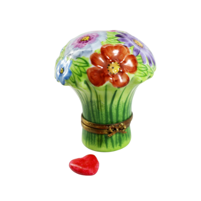 Picture of Limoges Porcelain Bouquet of Flowers Trinket Box with Surprise Heart Inside