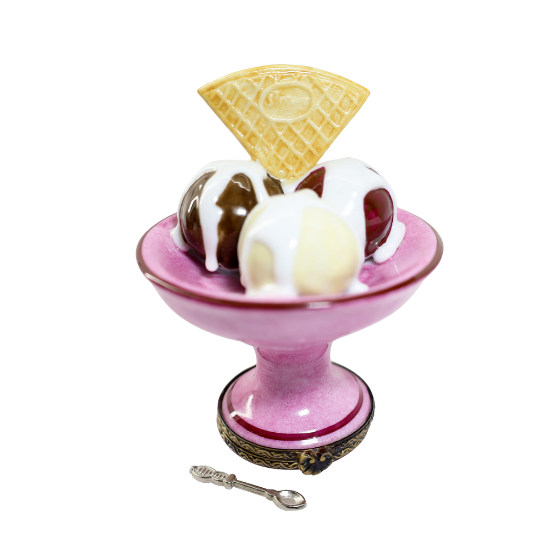 Picture of Limoges Porcelain Ice Cream Sundae Trinket Box with Surprise Spoon Inside