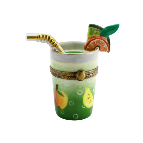 Picture of Limoges Porcelain Glass of Tropical Fruit Drink Trinket Box
