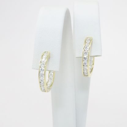 Picture of 14k Yellow Gold Diamond Hoops 