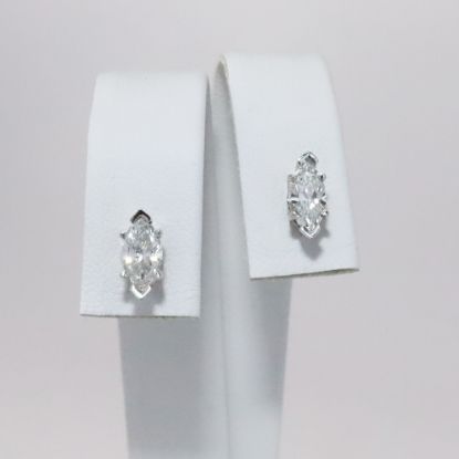 Picture of 14k White Gold 1.23CTW Marquise Diamond Studs 
