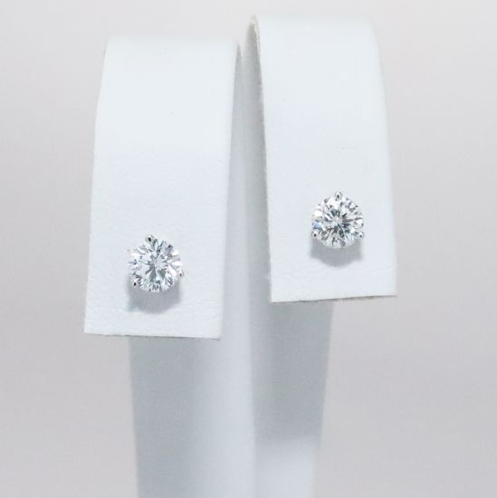 Picture of 14k White Gold Diamond Round Brilliant Solitaire Studs 