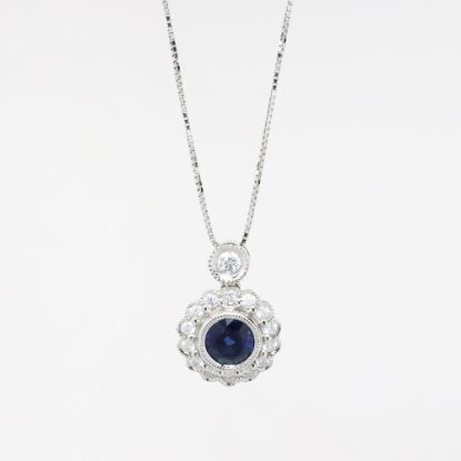 Picture of 14k White Gold Sapphire & Diamond Necklace 
