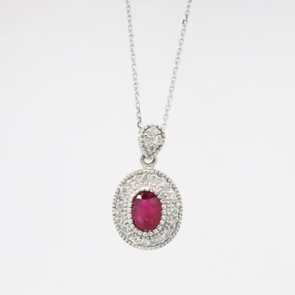 Picture of 14k White Gold Ruby & Diamond Necklace 