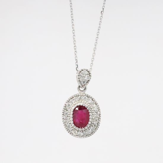 Picture of 14k White Gold Ruby & Diamond Necklace 