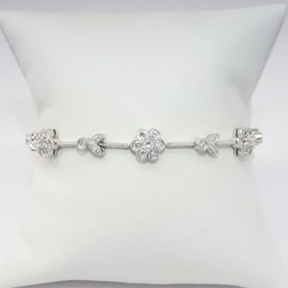 Picture of 14K White Gold Diamond Flower Bracelet 