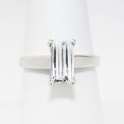 Picture of 14k White Gold 1.42CT Bent Top Cut Cornered Rectangular Step Cut Diamond Ring 