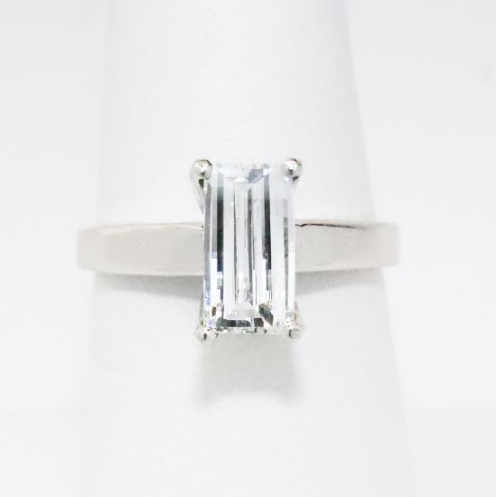 Picture of 14k White Gold 1.42CT Bent Top Cut Cornered Rectangular Step Cut Diamond Ring 