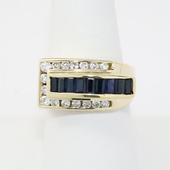 Picture of 14k Yellow Gold Diamond & Sapphire Ring 