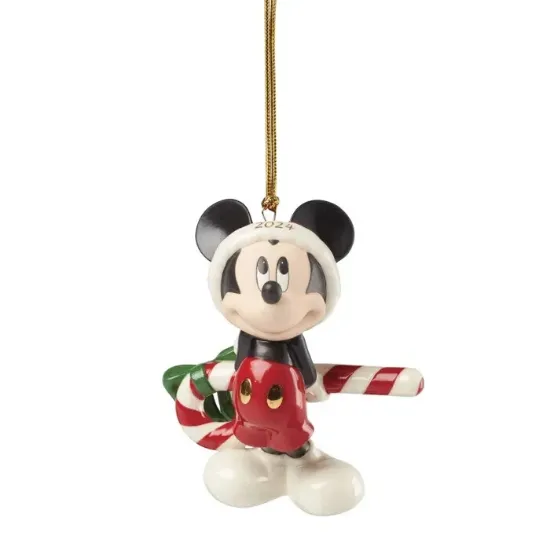 Picture of Lenox 2024 "Micky with Candy Cane" Ornament 3.5", Factory New in Box