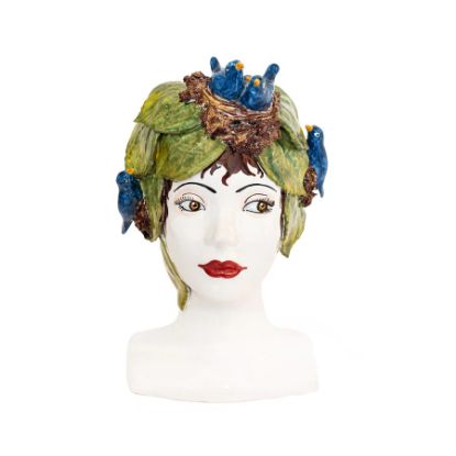 Picture of Vietri Sicilian Heads Vase - Bluebirds