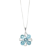 Picture of 18k White Gold, Aquamarine and Diamond Cluster Pendant Necklace