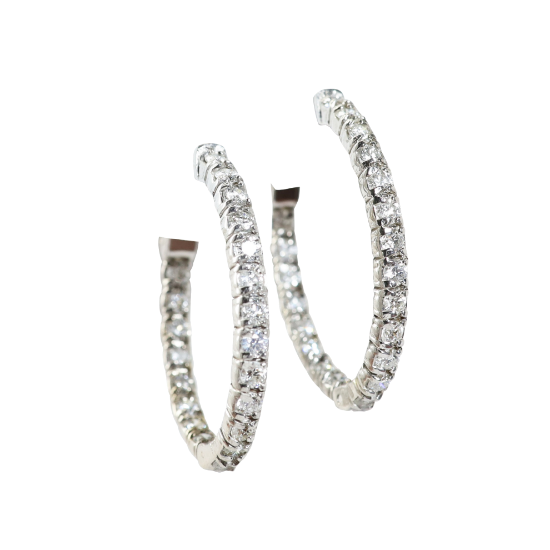 Picture of 14k White Gold 1.68 CT. Diamond Hoop Earrings 