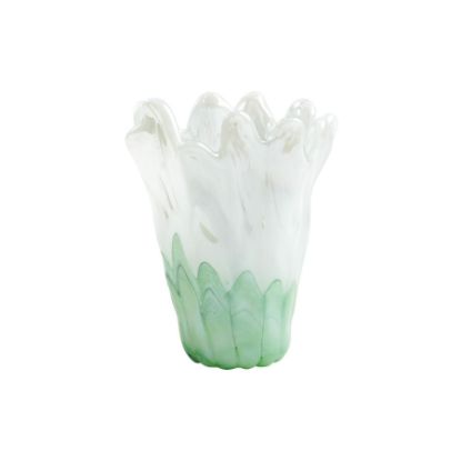 Picture of Vietri Onda Glass Green & White Medium Vase