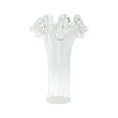 Picture of Vietri Onda Glass Clear Vase With White Lines Tall Vase