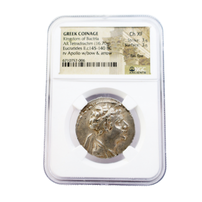 Picture of Greek Coinage - Kingdom of Bactria AR Tetradrachm c.145 - 140 BC