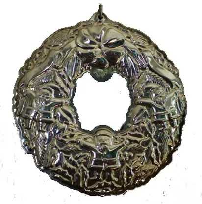 Picture of 1996 Wallace Sterling Christmas 3rd Edition Santa Wreath Ornament with Box