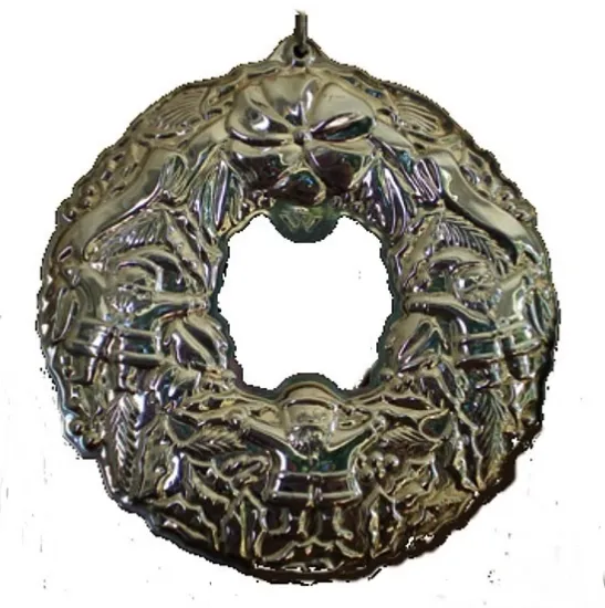 Picture of 1996 Wallace Sterling Christmas 3rd Edition Santa Wreath Ornament with Box