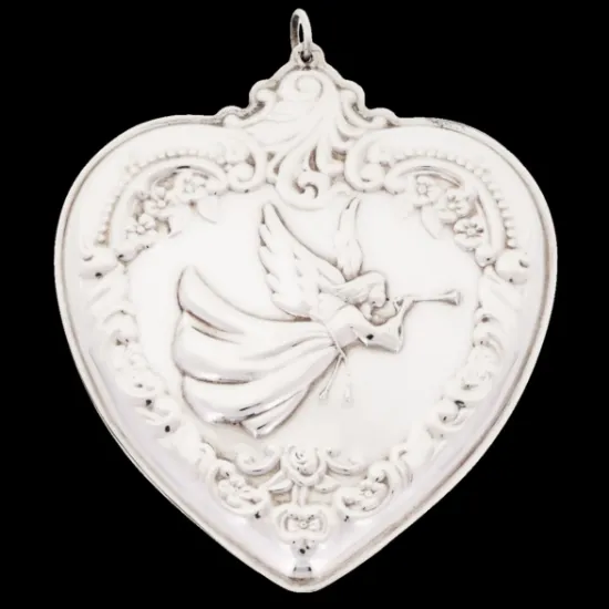 Picture of Wallace 1994 Sterling Silver Grande Baroque Heart Ornament "Trumpeting Angel" with Box