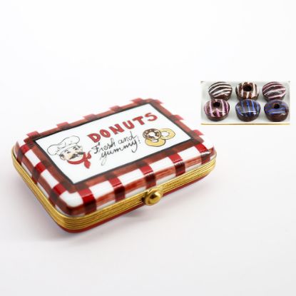 Picture of Limoges Porcelain Box of Donuts Trinket Box with 6 Surprise Donuts Inside 