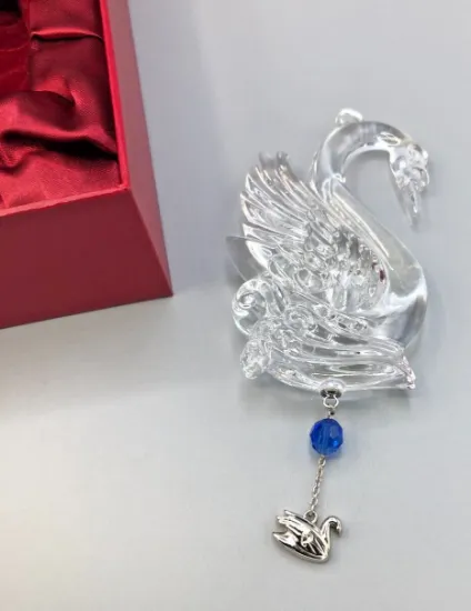 Picture of Waterford 2013 clear crystal 7 Swans Ornament, with Box