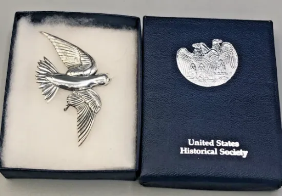 Picture of US Historical Society Sterling Silver "Swallow" Ornament, with box