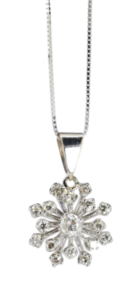 Picture of 14k White Gold Necklace with Diamond Snowflake Pendant