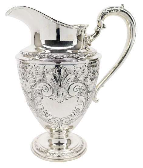 Picture of Vintage Amston Hand Chased Sterling Silver Water Pitcher