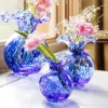 Picture of Vietri Hibiscus Glass Bud Vase - Cobalt Tortoiseshell