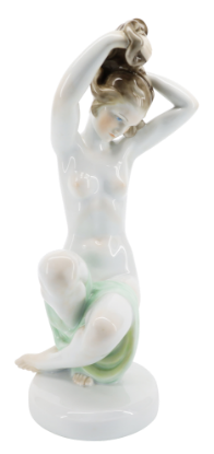 Picture of Herend Porcelain 'Bather Combing Hair' Nude Woman Figurine #5706