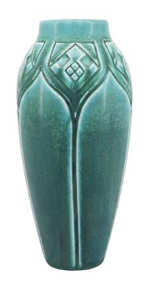 Picture of 1927 Arts & Crafts Rookwood Pottery 9" Vase, Blue-Green #2392