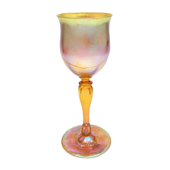 Picture of Antique Louis Comfort Tiffany Favrille Art Glass Wine Glass Goblet