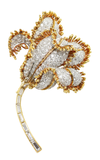Picture of Vintage David Webb 18k Two-Tone Gold & Diamond Flower Brooch
