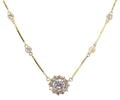 Picture of 14k Yellow Gold Diamond Necklace 