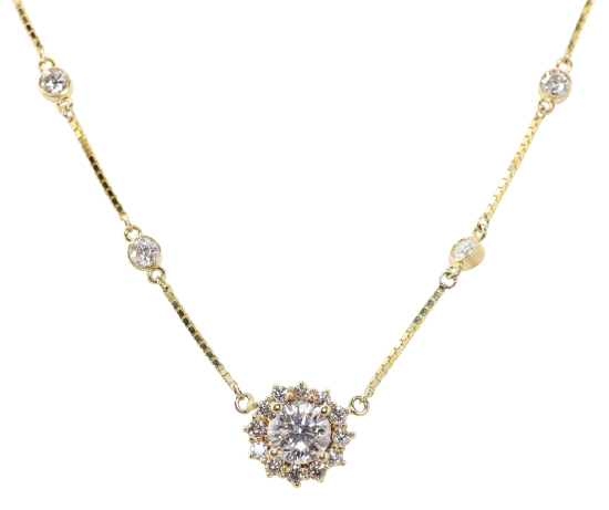 Picture of 14k Yellow Gold Diamond Necklace 