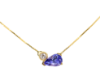 Picture of Custom 14k Yellow Gold Necklace with Pear Cut Tanzanite & Round Brilliant Cut Diamond Station