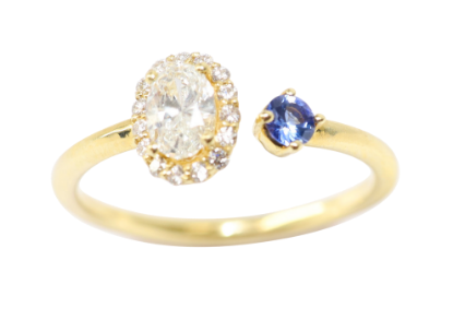 Picture of 14k Yellow Gold Diamond & Sapphire Ring 