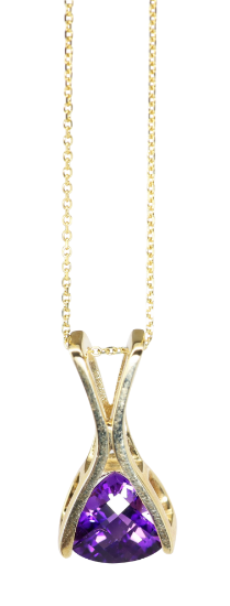 Picture of 14K Yellow Gold Amethyst Trillion Necklace 