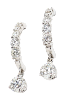 Picture of 2.0ct Diamond Drop Earrings, 14k White Gold
