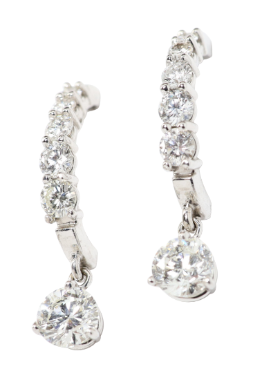 Picture of 2.0ct Diamond Drop Earrings, 14k White Gold