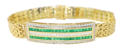 Picture of 18k Yellow Gold Emerald & Diamond Bracelet 