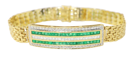 Picture of 18k Yellow Gold Emerald & Diamond Bracelet 