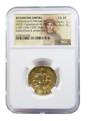 Picture of Byzantine Empire – Gold Hyperpyron of Andronicus II & Michael IX (c. AD 1294-1320) | NGC Choice XF (Strike 3/5, Surface 4/5)