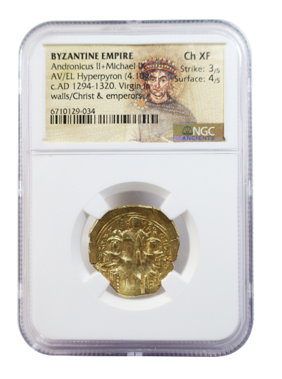 Picture of Byzantine Empire – Gold Hyperpyron of Andronicus II & Michael IX (c. AD 1294-1320) | NGC Choice XF (Strike 3/5, Surface 4/5)