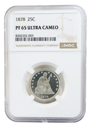 Picture of PF 65 Ultra Cameo 1878 Seated Liberty Quarter