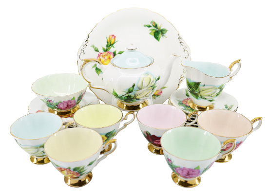 Picture of Vintage Paragon Bone China Complete 22-Piece 'Six World Famous Roses' Tea Set