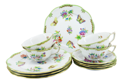 Picture of Herend Porcelain 'Queen Victoria' 12-Piece Snack Set