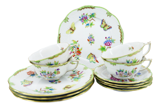 Picture of Herend Porcelain 'Queen Victoria' 12-Piece Snack Set