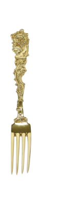 Picture of Antique Baroque Dinner Fork Set of 8, Vermeil Gold over Sterling,  by Schleissner & Söhne and Imported by Buchholz & Zelt